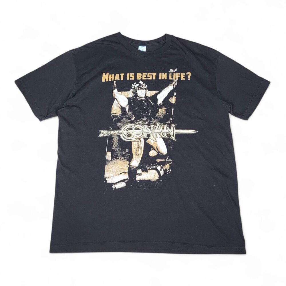 Vintage Conan The Barbarian T-Shirt Men's XL 90's Pacific Tag Made In USA Black